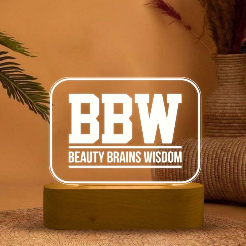 3D Illusion (BBW) Beauty Brains Wisdom Engraved night lamp with Warm White Light Gift for Mom Sister Dadi , Best Gift for Women Day , Appreciation Gifts for Women
